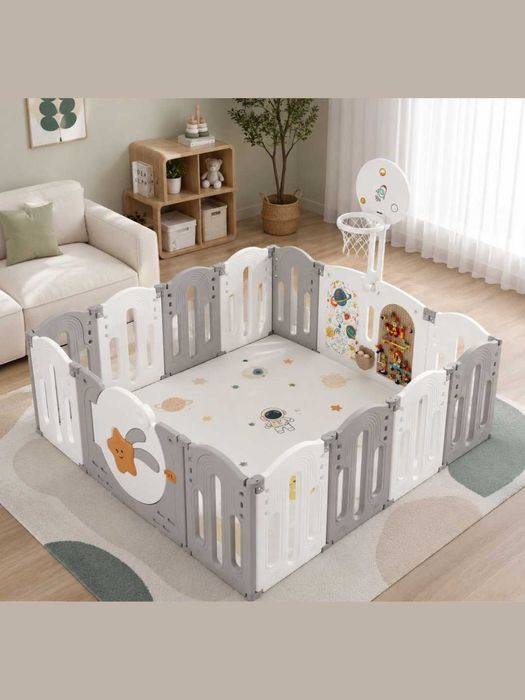 Детский игровой манеж HDPE с баскетбольным кольцом 150×150×60 см.ch9