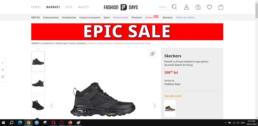 Pantofi Skechers Sketch-Air Envoy, Negru, 44 (28.5Cm)