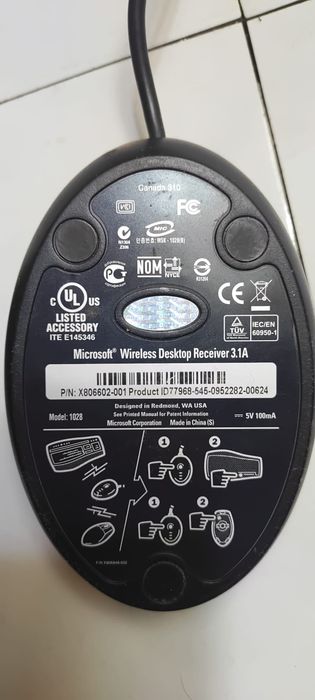Mouse wireless microsoft optic model 1025