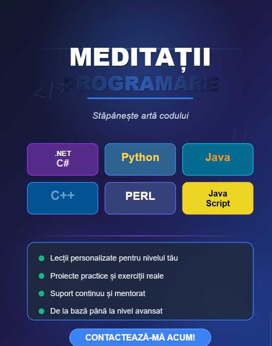 Ofer meditații programare ASP.NET, C#, Python, JAVA,C++, ALTE LIMBAJE