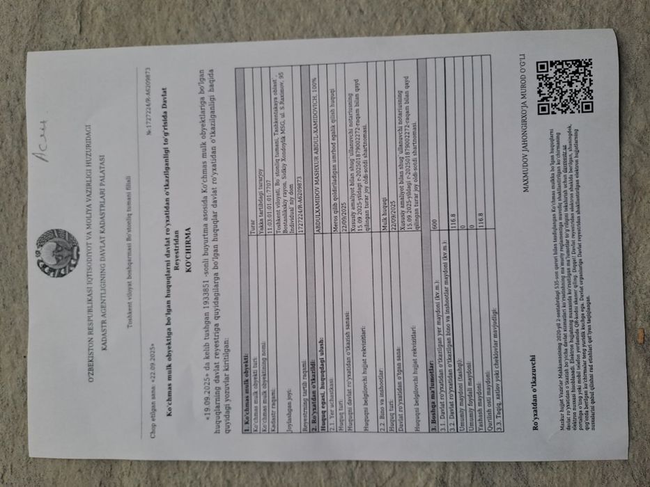 Hovli uy joy Sotiladi Oqtosh