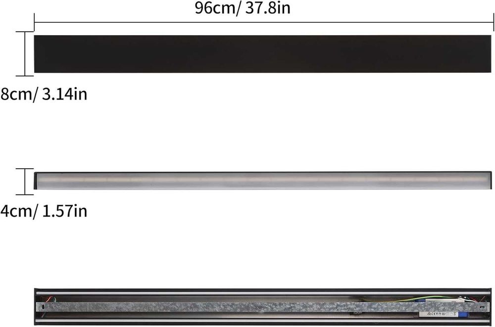 Aplică LED Perete 60cm, Design Modern, Lumină Caldă, Neagră, NOUĂ