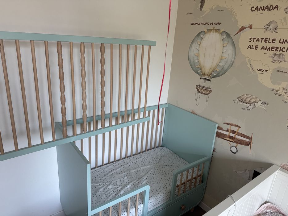 Patut de copii + masa de infasat IKEA + saltea ortopedica 60x120 (