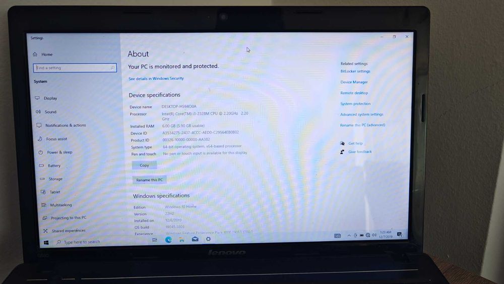 Лаптоп Lenovo G580 / Intel Core i3 / 2.20GHz / За работа и обучение