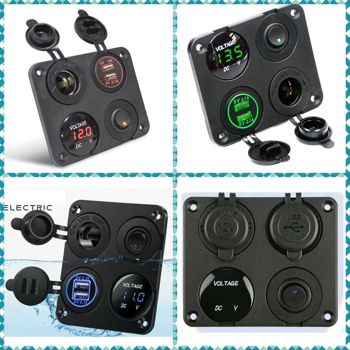12V/24v панел за вграждане USB зарядно запалка волтметър Бушон  копче