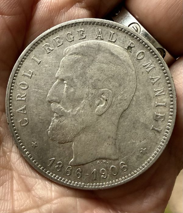 Moneda 5 lei 1906 Argint Regele Carol I. Stare bună!