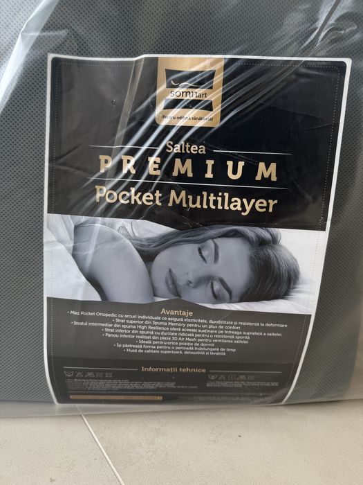 Saltea cu memorie si arcuri individuale SomnArt Supreme Pocket 180x200