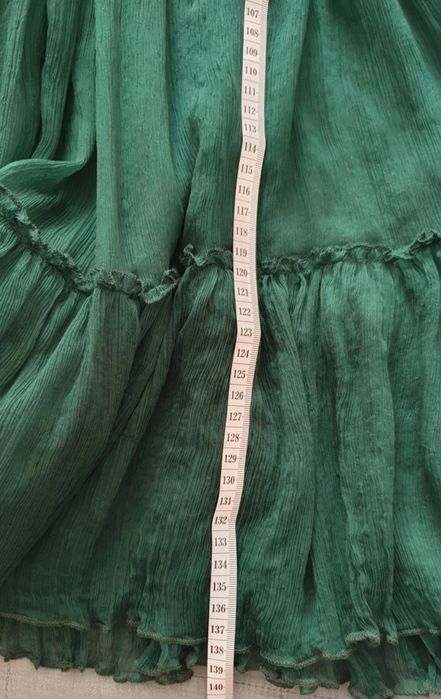 Rochie mătase naturală verde Pin Handmade