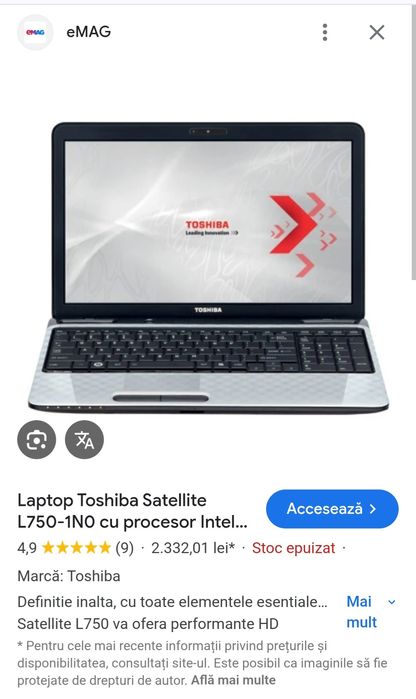 Vand/schimb leptop toshiba  i5  4g ram 1 g video  500 hdd