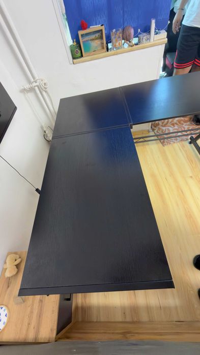 Birou în formă de L, negru, tip gaming/office