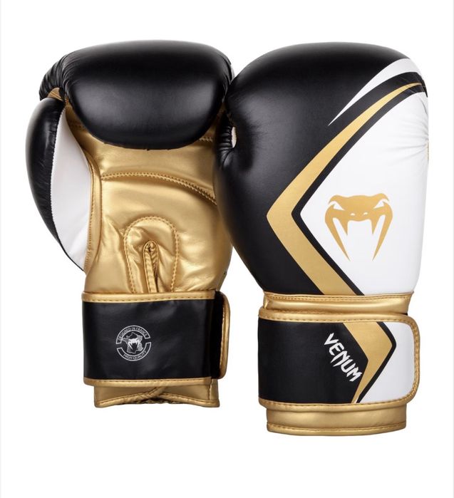 Manusi box VENUM Contender 2.0, 16oz, negu/alb/auriu
