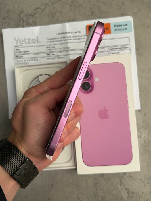 НОВ! 48 МЕС ГАРАНЦИЯ! Phone 16 Лизинг от 26€/мес pink 128GB розов