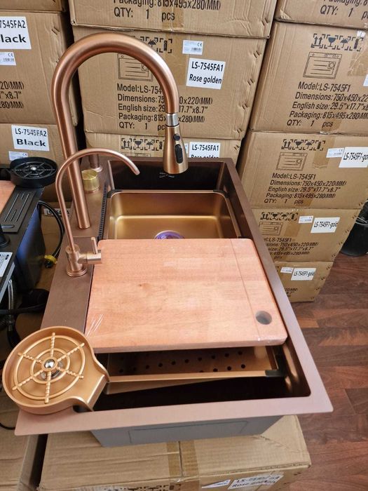 Gold-Rose Chiuveta bucatarie multifunctii 75x45