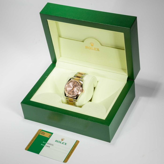 Rolex Datejust 36mm Everose Gold and Steel 116231 Pink dial