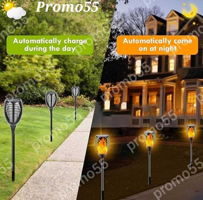 Соларна лампа за двор и градина  с огнен ефект, танцуващ пламък