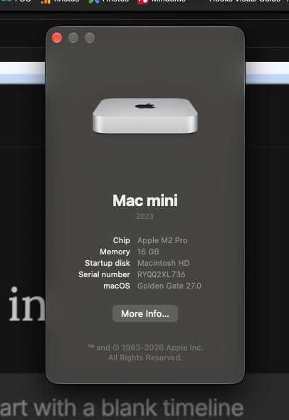 Mac Mini M2 Pro, 16 GB RAM, 512 GB spațiu, macOS 27 - Impecabil, cutie