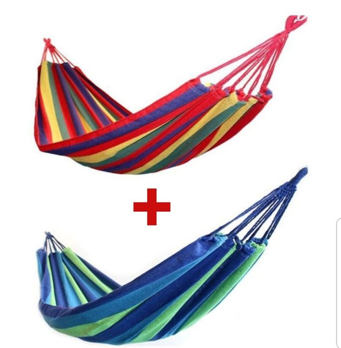 Set x 2 Hamac din bumbac rezistent 180 x 180 cm,sac transport inclus