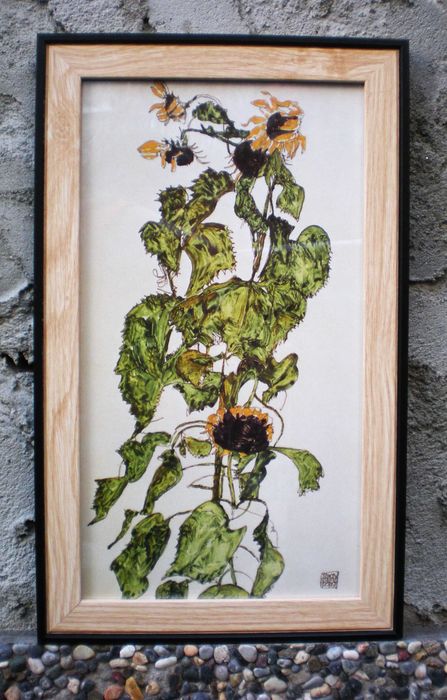 Reproducere lucrare Egon Schiele_“Case cu rufe la uscat”