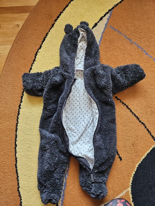 Combinezon / overall toamna-iarna pentru bebelusi (0-3 luni), gri petr