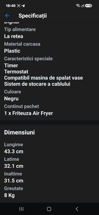 Airfryer Philips XXL / cap. 7,3 l.