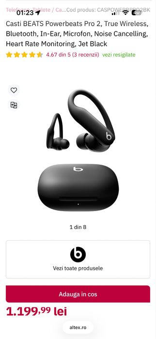 Casti wireless Beats Powerbeats Pro 2 black • NOI / SIGILATE •