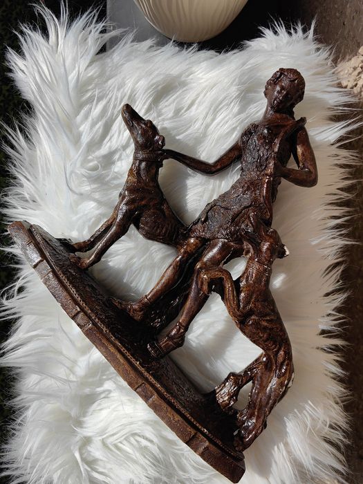 Ретро статуетка „Богиня Диана с хрътки“ | Art Deco Diana Goddess Statue | Винтидж