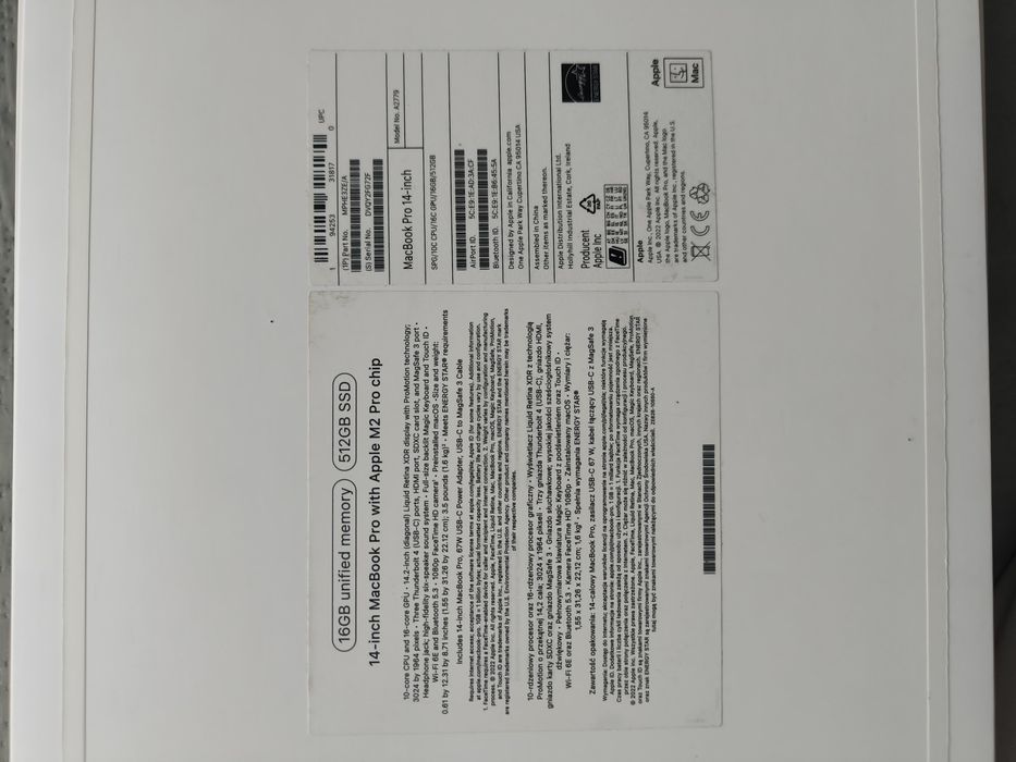 Macbook Pro 14” M2 10C 16GB 512GB