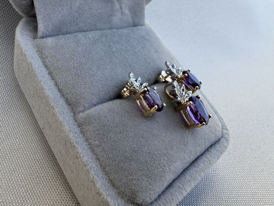 Set cercei si pandantiv din aur, ametist si diamante