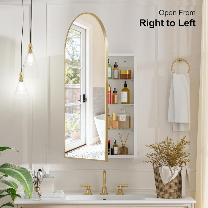 Шкаф за баня с огледало и място за съхранение 40×80 см бял