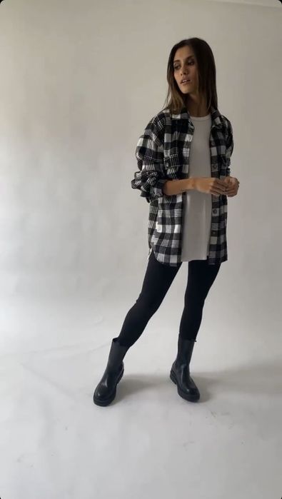 Рубашка клетка черно белая