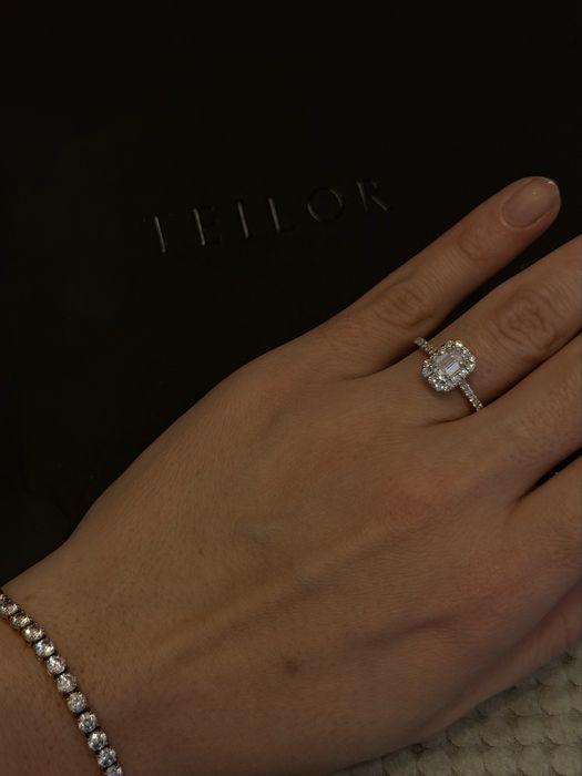 Inel logodnă Teilor diamant emerald 1.18ct aur 14K | certificat IGI