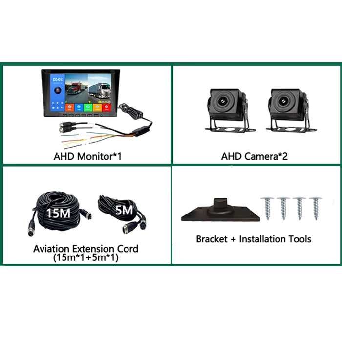 Kit monitor + 2 camere 720P HD / pentru MAȘINĂ, VAN, CAMION