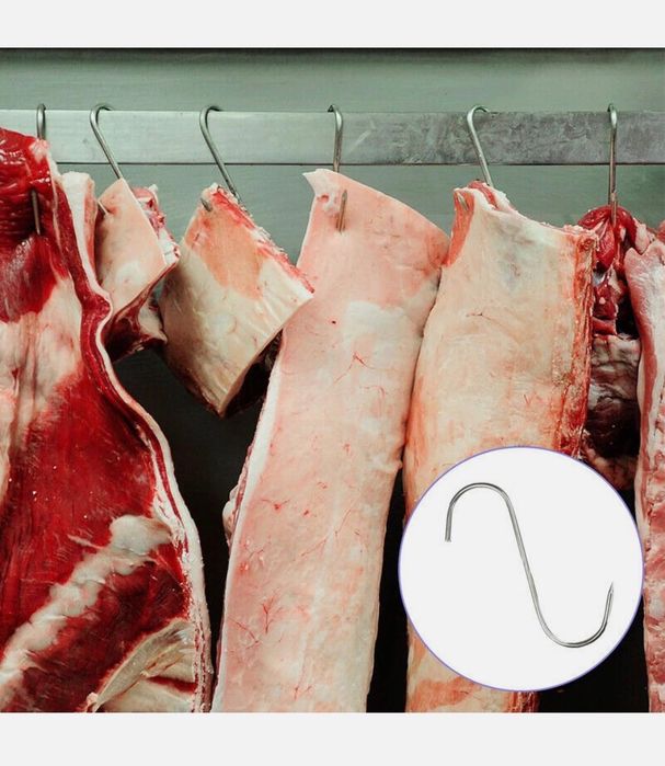 Куки от неръждаема стомана S с остър връх за окачване на месо