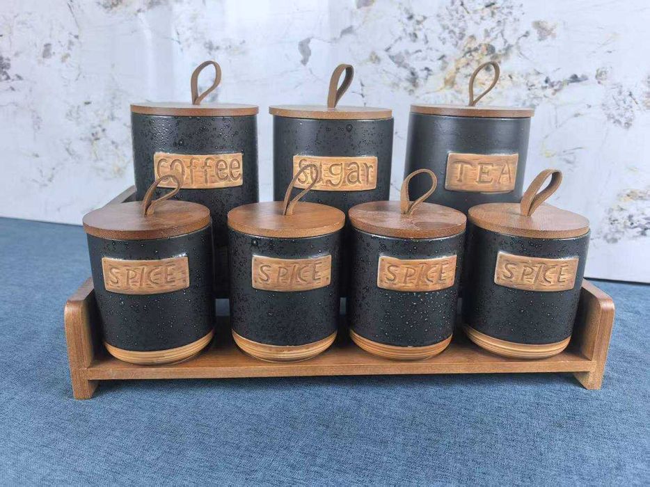 Набор керамических банок для сыпучих продуктов, 7 штук