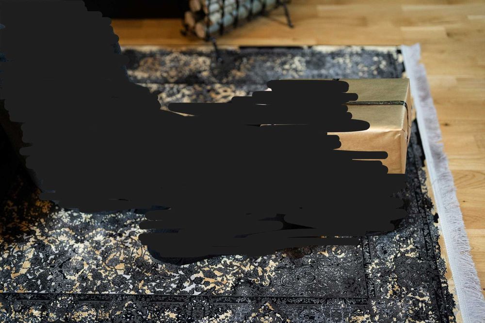 Covor cu fir scurt fin/catifelat 180x120 negru auriu gri