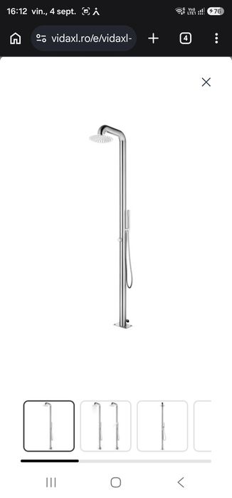Duș pentru grădină, 225 cm, oțel inoxidabil