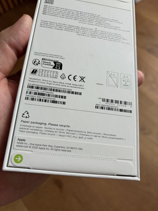 Iphone 17 AIR 512GB Space Black + 12 месеца гаранция