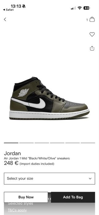 Air Jordan 1 Mid “Black/White/Olive” кецове