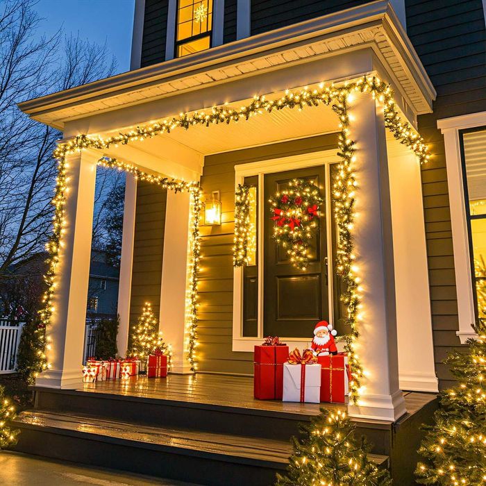 Коледни лампички въже 18м 200 LED топла светлина IP защита 8 програми