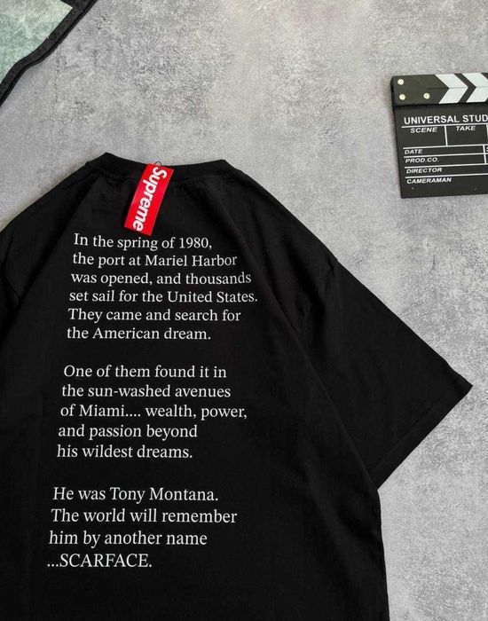 Scarface x Supreme черна тениска Supreme