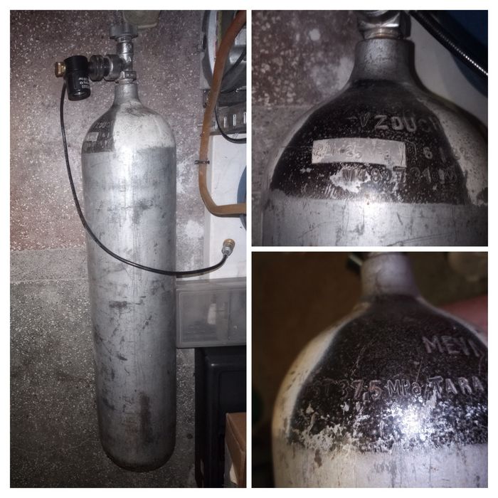 Продавам 1 брой метална бутилка - 7L - 250 BAR - АТМОСФЕРИ работно налягане - САТУРН
