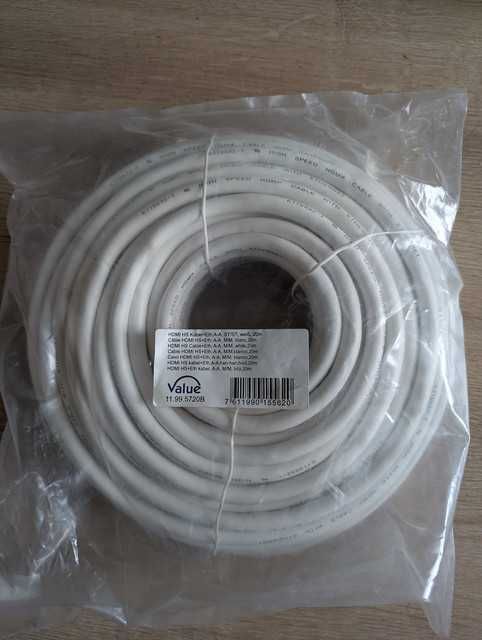 Cablu HDMI v1.4 ecranat 20m/metri Alb, Value 11.99.5720, sigilat