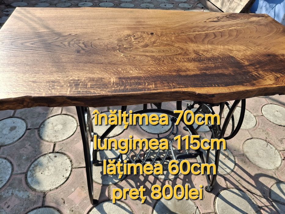 Măsuțe din fontă cu blat de stejar