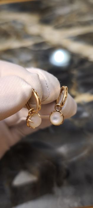 Золотые серьги бренд Diamant, с лунным камнем