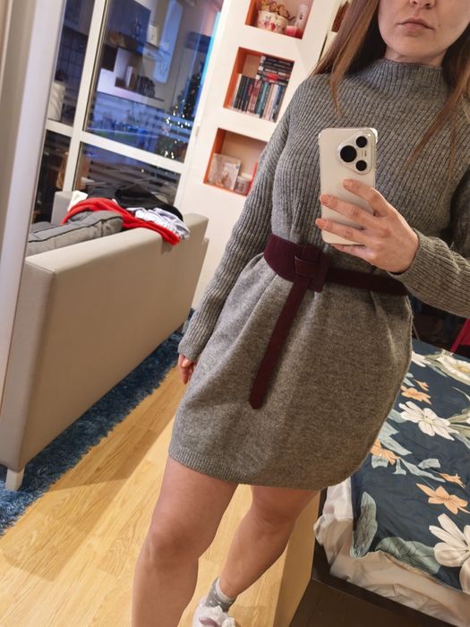 Rochie gri tricotată, călduroasă Pimkie
