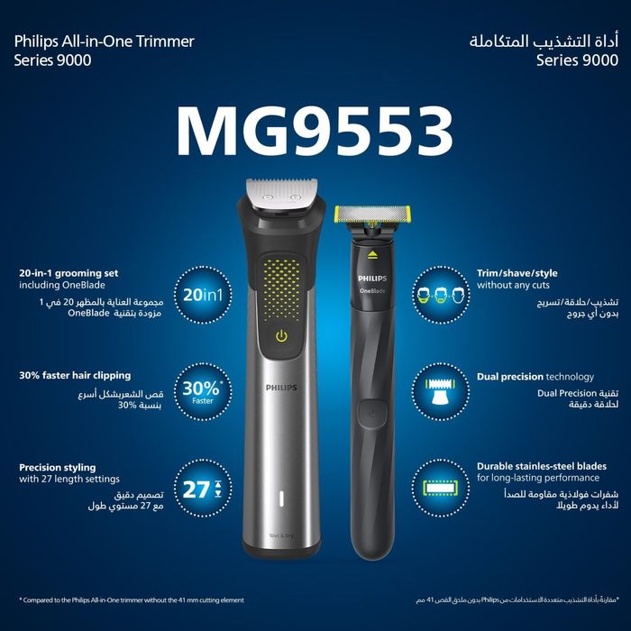 Триммер Philips + One Blade MG9553/15 20в1 9000 Серия 1 Год Гарантия