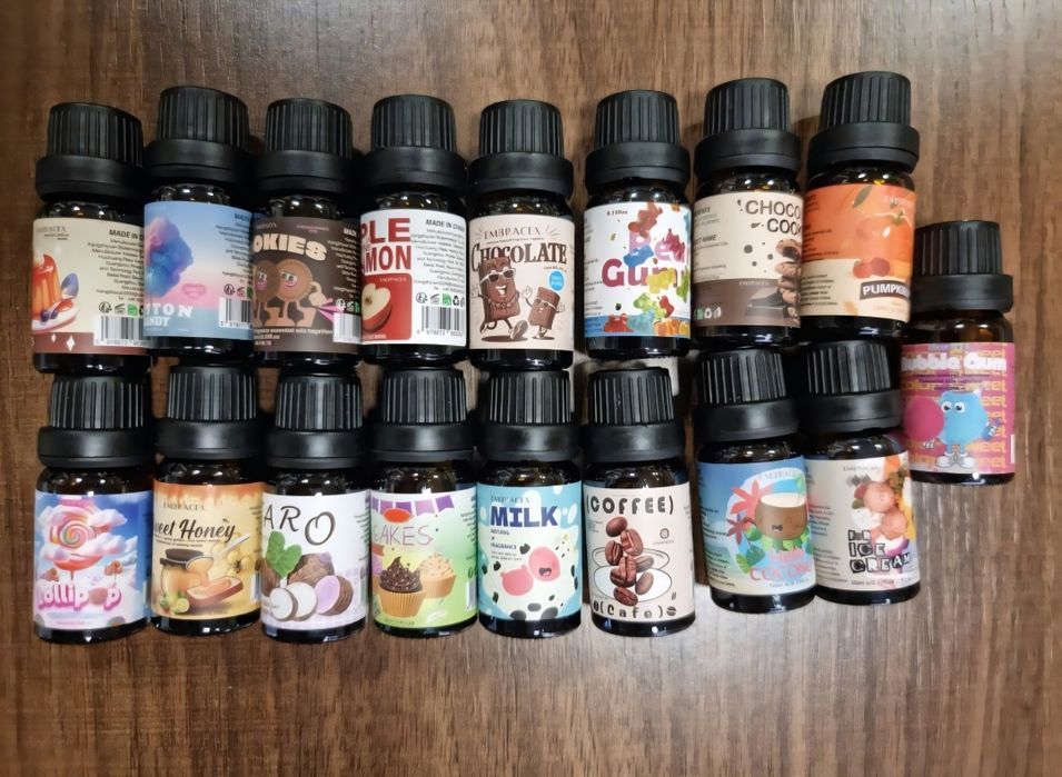 17 нови ароматни масла Embracex (10ml) - сладки и десертни аромати- подходящи за дифузер, ароматни свещи и сапуни