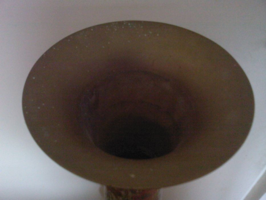 Vaza mare alama bronz 60 cm gravata cu flori rosu, roz, albastru, bleu