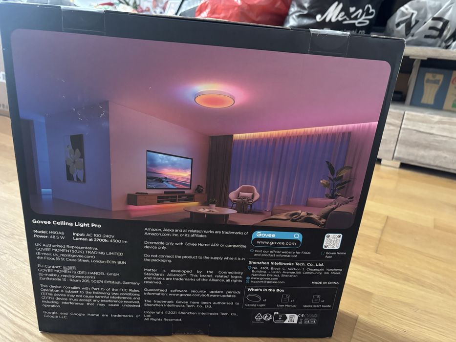 Plafonieră Smart RGBIC Govee Ceiling Light Pro (H60A6) – Nouă, sigilată