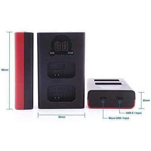 2x Acumulator Baxxtar Pro LP-E6 + Incarcator Dual pentru Canon LP-E6